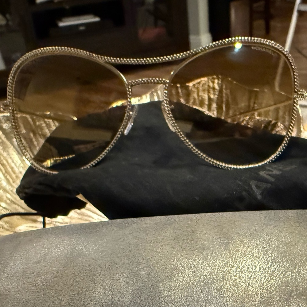 🔥🔥 RARE CHANEL VNTG CHAMPAGNE GOLD  METAL ROPE AVIATOR STYLE SUNGLASSES - Picture 11 of 16
